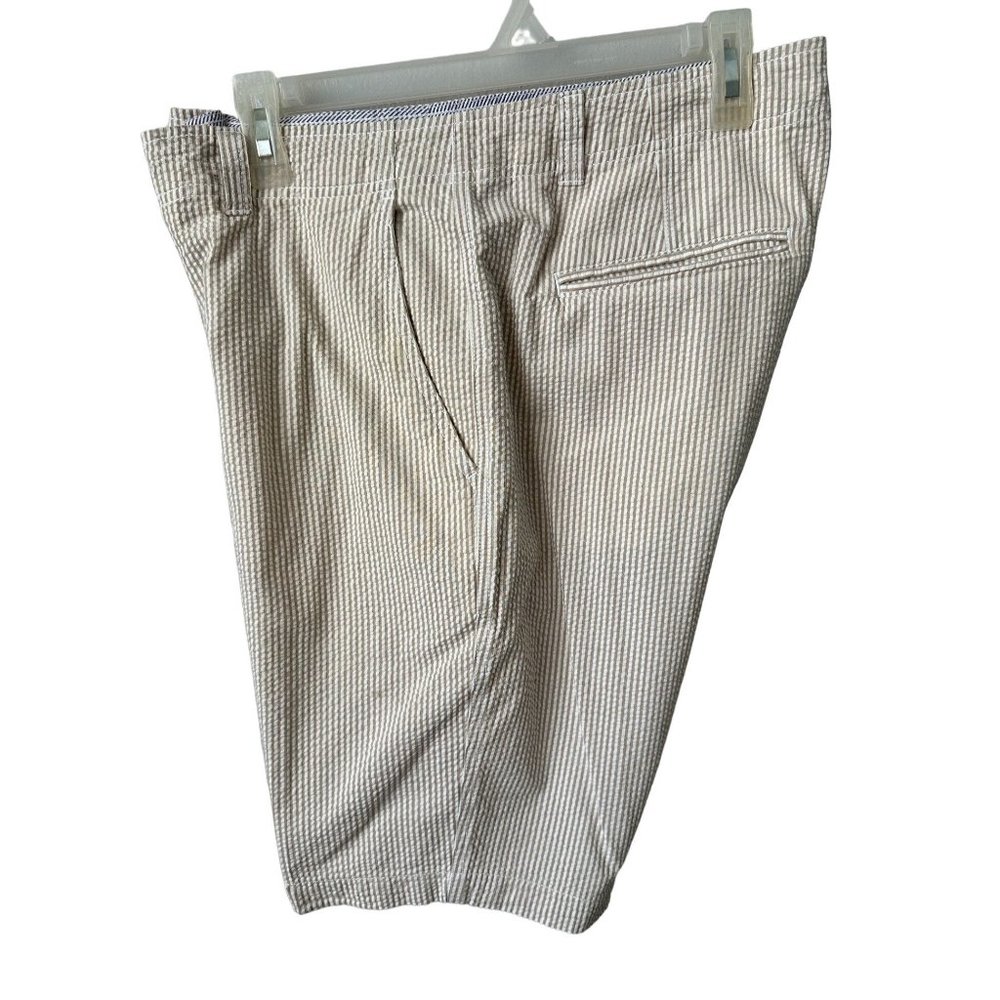 Men's Cremieux Brown & White Seersucker Shorts Sz 34 - Picture 1 of 7